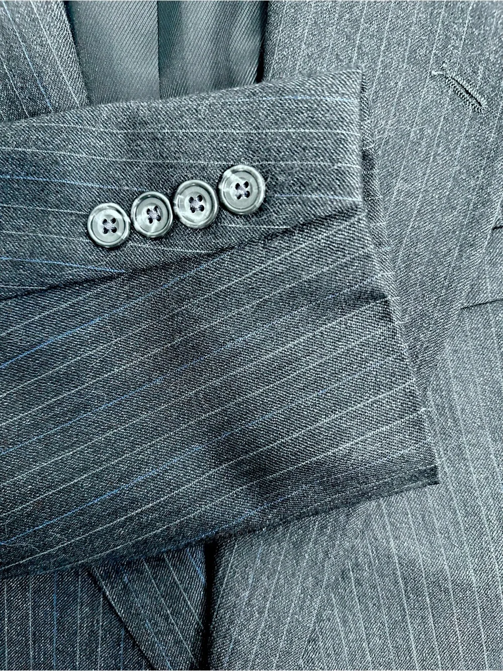Oscar De La Renta 100% Wool Men's Classic Charcoal Pinstripe Blazer 43R W37